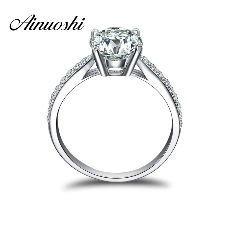 AINUOSHI 925 стерлингового серебра обручальные кольца для женщин 2 карата Свадебные Anillos De Plata Esterlina для женщин 4 когти кольцо