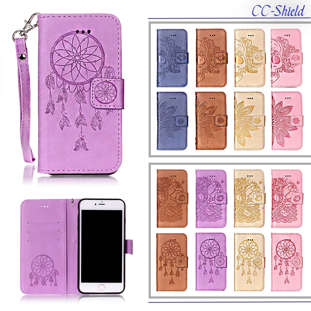 

Magnetic Flip case for Apple iphone 7 iphone7 plus Luxury Embossing wallet Card slot phone leather cover for Apple i phone 7plus