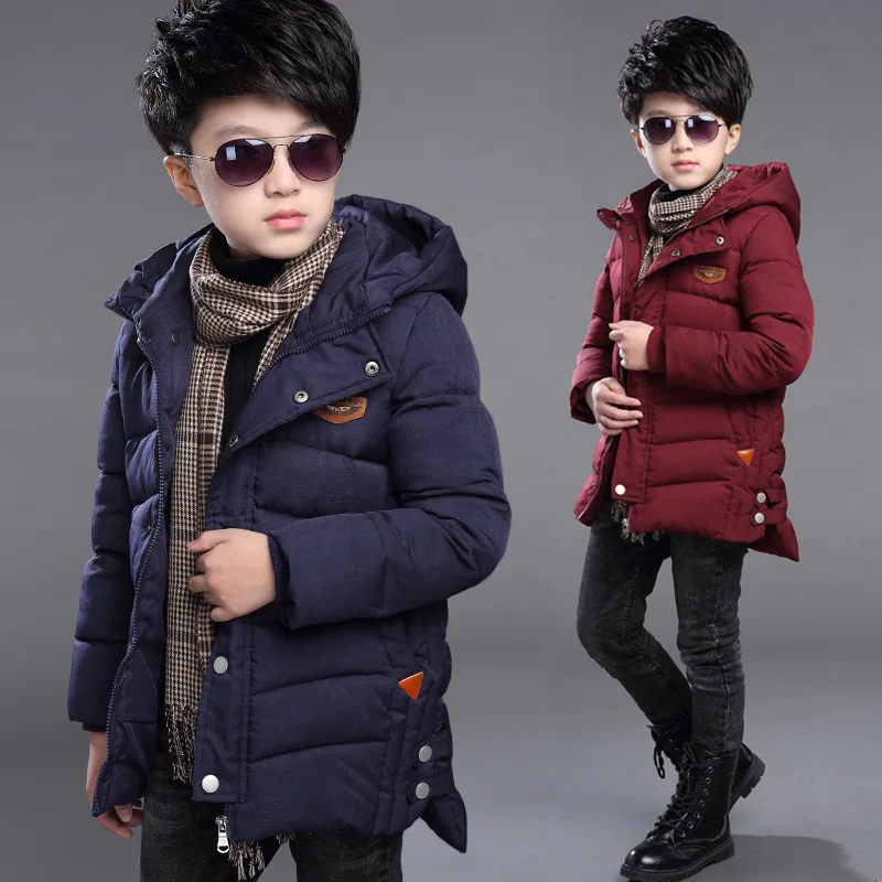 

Big Children's Winter Cotton Padded Jacket Boy's Casual Zip Button Solid Thick Warm Parkas Kids Baby Spideman Hoodies Clothes