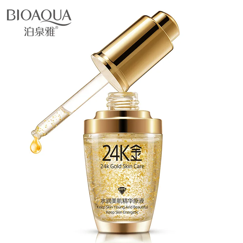 BIOAQUA Pure 24K Золотая эссенция против морщин для лица Коллаген для ухода за кожей отбеливающий увлажняющий с гиалуроновой кислотой жидкость 30 мл