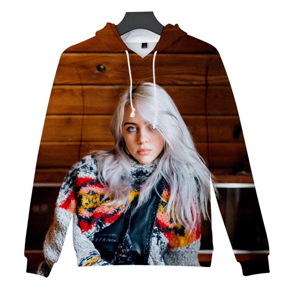 Принт 3D персонаж idol Billie Eilish толстовки женские мужские толстовки мода певица Billie Eilish 3D Толстовка зеленый пуловеры