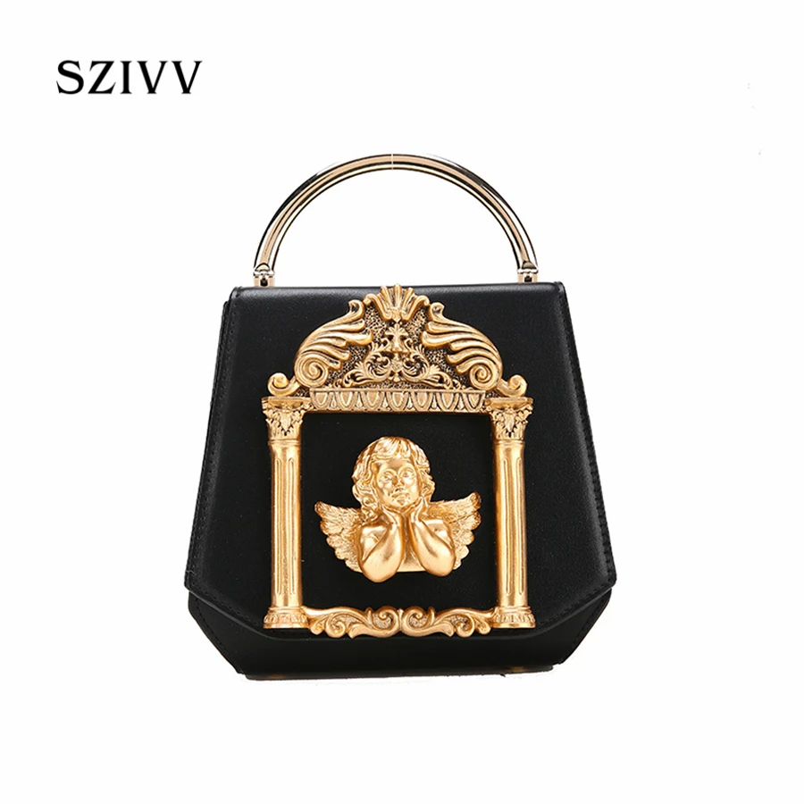 

Ins hot chain bucket Handbag for Women Baroque angel Crossbody handbag retro Luxury hand embossed pearl bolsa bags satchel