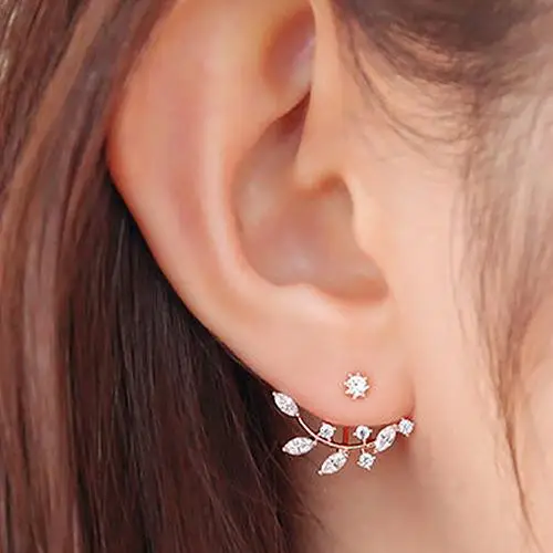 

Fashion Women's Punk Retro Earring Crystal Leaf Ear Curved Clip Ear Studs hot