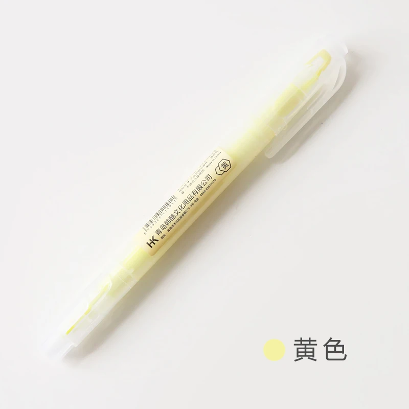 Dual Head Writing 2 in 1 Highlighter Pen Japanese Stationery Cute Office School Supplies - Цвет: D Yellow