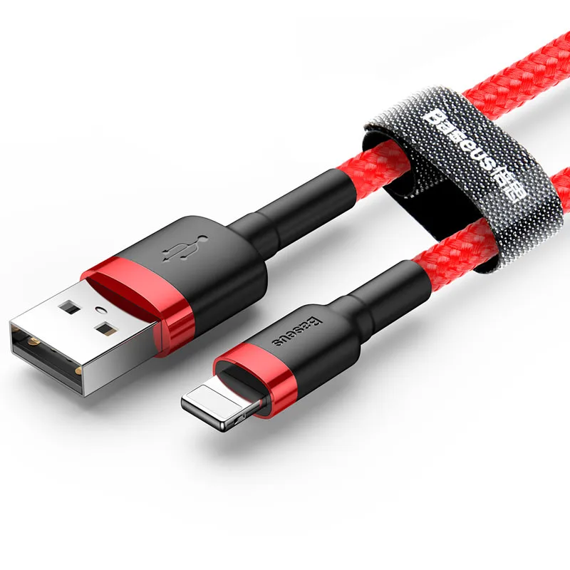 Для usb lightning Кабель короткий 0,5 м 1 м 2 м 3 м кабель передачи данных для быстрой зарядки для iPhone xs max xr 8 7 6s plus 5S 11 pro apple ipad pro мобильный телефон зарядное устройство 8 pin usb кабель 2.4A нейлоновый плетеный кабель питания черный, красный - Цвет: Красный