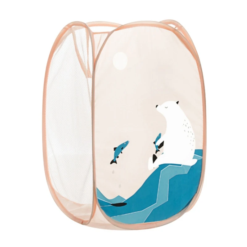 

Nylon Mesh Fabric Laundry Basket Storage Basket For Toy Washing Basket Dirty Clothes Sundries Basket Box Foldable