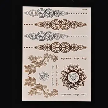 

Metallic Flash Temporary Tattoos Stickers Cheap Silver Gold Waterproof Petals Beautiful Case Body Art