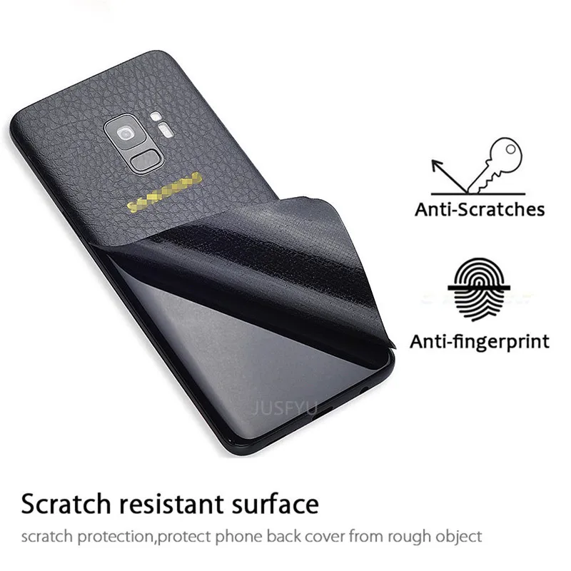لسامسونج غالاكسي S7 حافة S8 s9 plus الجلود القضية طبقة رقيقة واقية التفاف الجلد الهاتف المحمول عودة لصق طبقة رقيقة واقية ملصقا