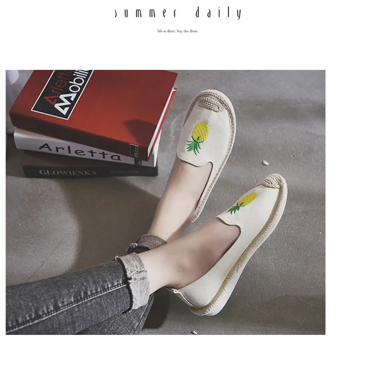 Kalupao 2018 Girls Shoe Embroidery Embroidery  Flamingo Canvas Shoes Summer Flat Asakuchi Fisherman Shoes Breathable Casual Shoe (21)