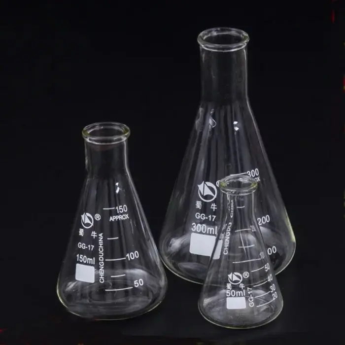 25ml 3000ml Straight Mouth Glass Triangle Flask, Chemistry Laboratory
