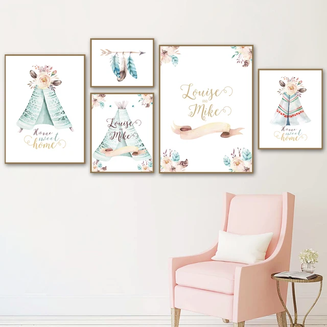 Tent Flower Feather Arrow Canvas Painting Posters And Prints Nursery Tent Flower Feather Arrow Canvas Painting Posters And Prints Nursery Wall Art Print Pictures Baby