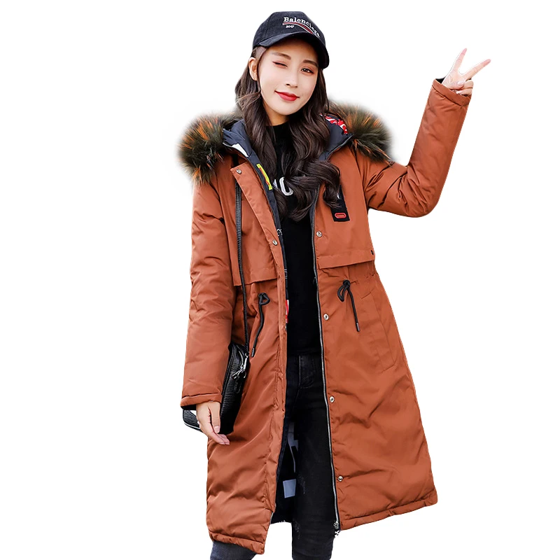 

2018 New Fashion Thick Winter Women Down Cotton Padded Jacket Coat Female Long Down Parkas Two-sided wear slim Large Fur Coat