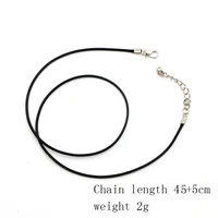 Corde tressée en cuir noir avec prolongateur de 5cm, 45cm, 10/20/30 pièces 6