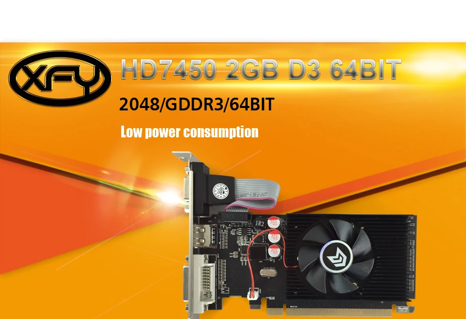 Новая Оригинальная видеокарта pci express HD7450 2 ГБ DDR3 64 бит LP placa de видеокарта PC для ATI radeon