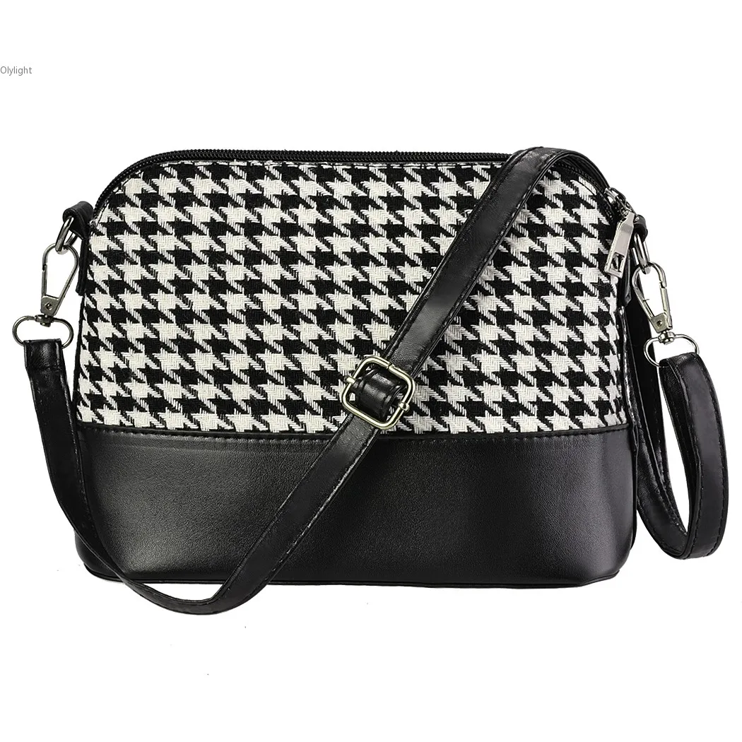New Fashion Women Synthetic Leather Plaid Flap Shoulder Bag Cross Body