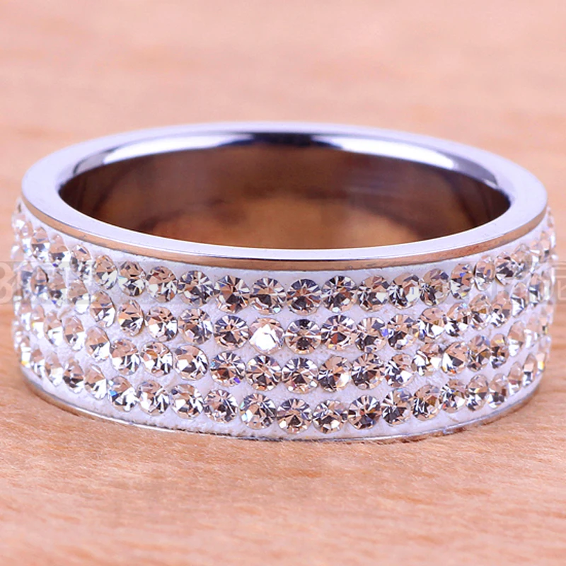 Четырехрядные ювелирные изделия с кристаллами модное кольцо из нержавеющей стали для женщин