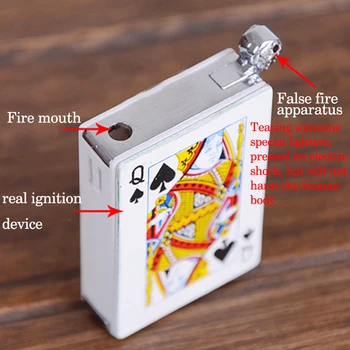 

10pcs/lot Butane gas Lighter Cigarette April Fool electric shock lighter Creative plastic Poker Lighter for Cigar ketchen tool