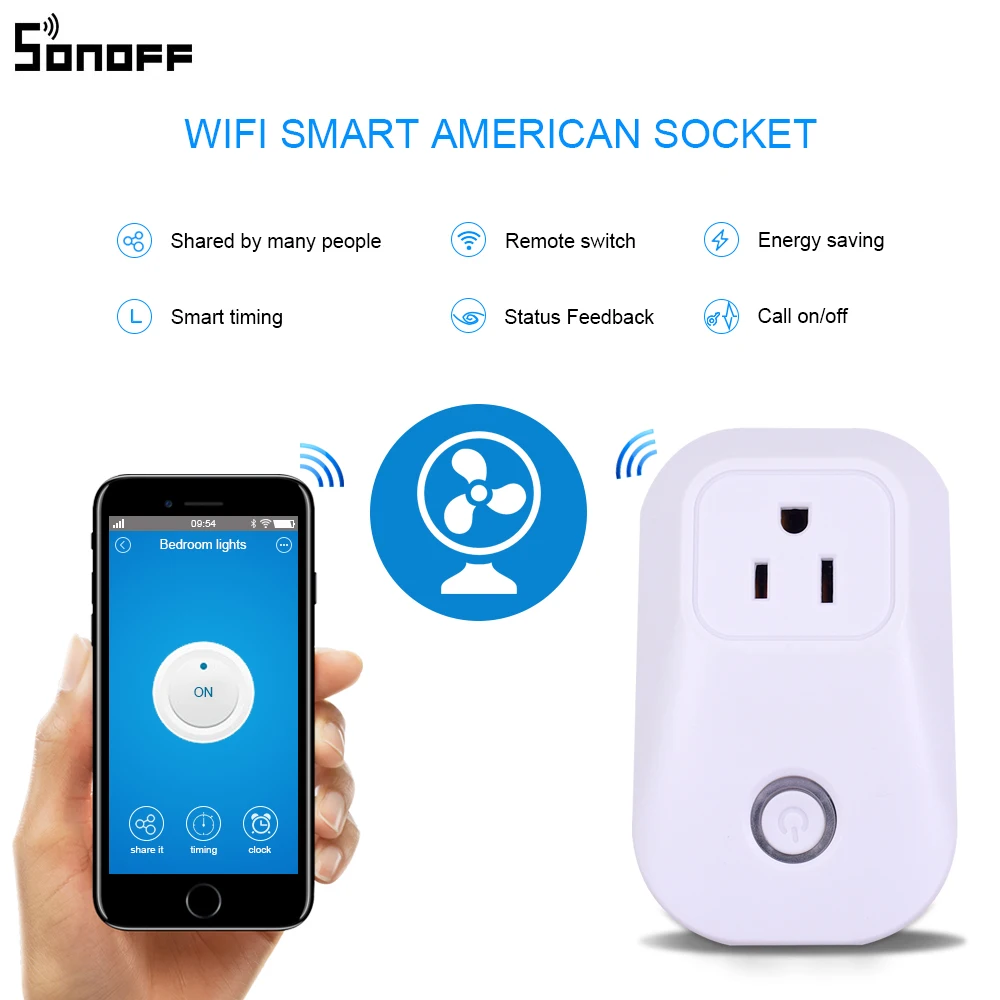 

Sonoff US Plug Smart Home Charging Adapter Wireless Smart Switch WIFI Remote Controller Power Socket by Phone Work With Alexa