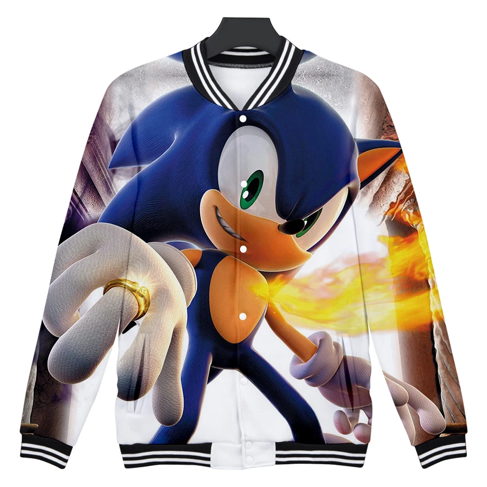 

2019 New Sonic The Hedgehog Anime 3D print Baseball Jacket Fashion Fashion Casual Winter Jacket Hip Hop Women/Men Stylish Jacket