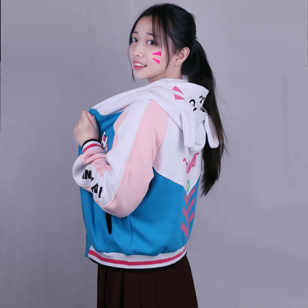 Game Overwatch DVA Hoodie Cosplay D.va Costume Baseball Coat Hoodies Jacket New13