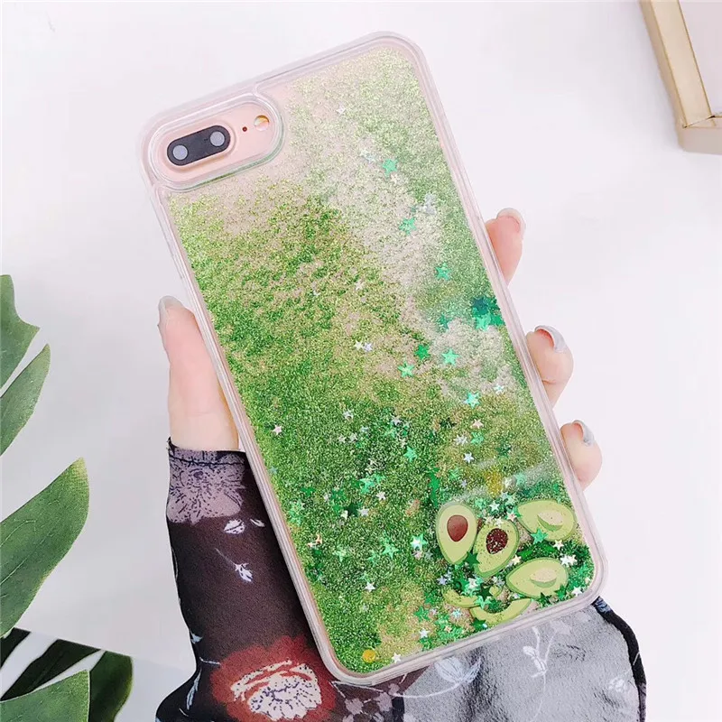 Bling Блеск арбуз авокадо чехол для iPhone X XR XS Max течет жидкость фрукты задняя крышка для iPhone 6 7 8 S плюс Bling Блеск арбуз авокадо чехол для iPhone X XR XS Max течет жидкость фрукты задняя крышка для iPhone 6 7 8 S плюс