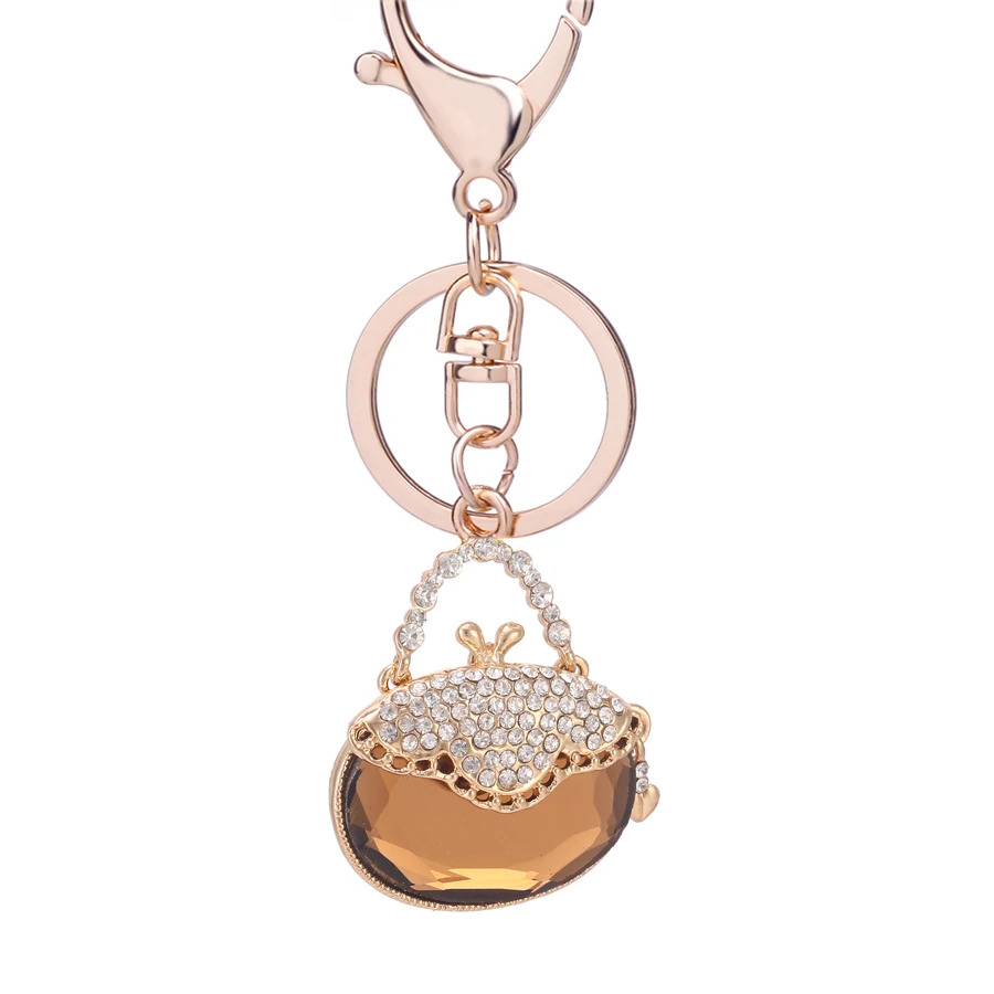 5PCS Charm Rhinestone Handbag Key Chains Ring Holder Fashion Alloy Bag