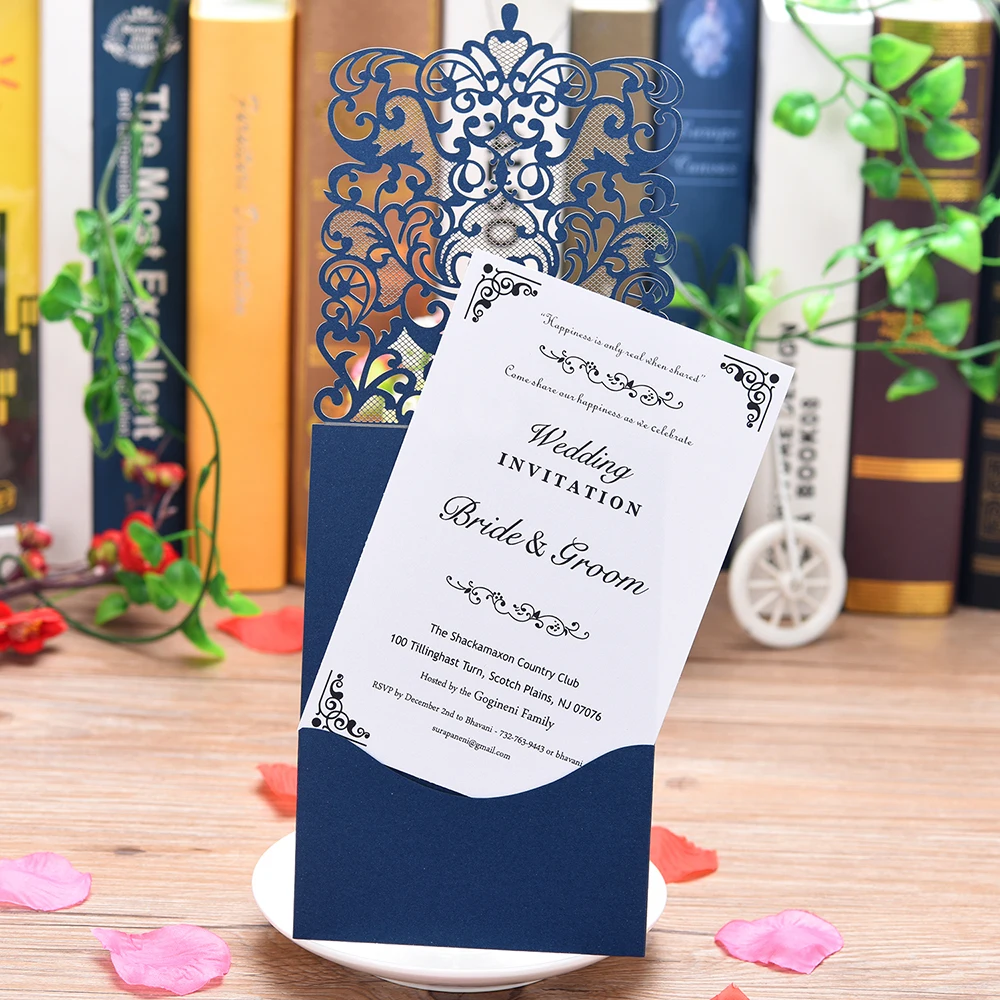 5 шт. лазерная резка, для свадьбы приглашения с конвертами и печатная бумага блестящие свадебные приглашения карты со стразами наборы