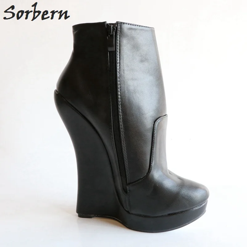 Shoes Plus Size Toe Ankle Zip NEW Heel Boots Platform Women/'s Wedge High Side