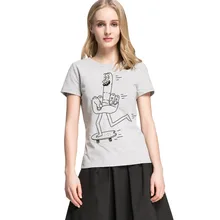 2016 New Arrived F1715 Summer Tshirt Women Finger Print Funny Short Sleeve Gray T-shirt For Unsex Casual Tops Tees