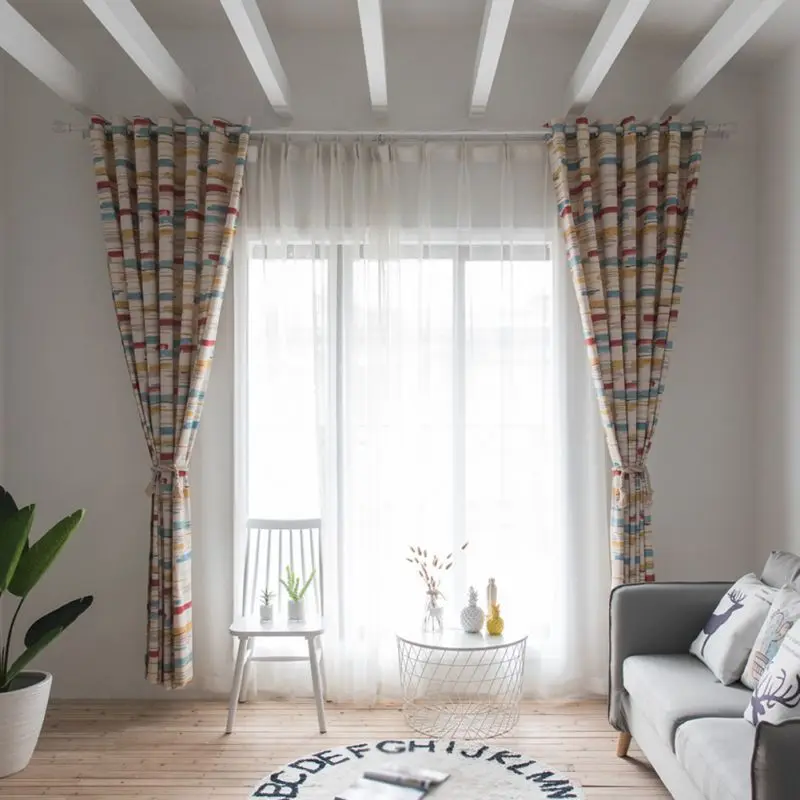 New Home Decorate  Colorful Camouflage World Print Soft Cotton Blinds Shading Window Curtains Black Out Red Curtain