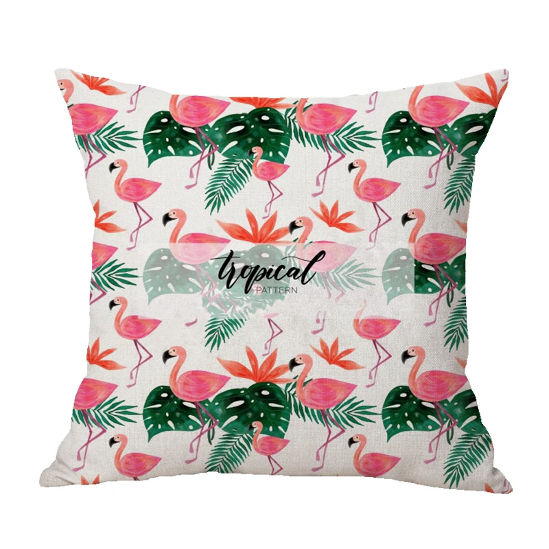 Завод Чехлы Tropic дерево зеленый Бросить Наволочка Фламинго Птица Декоративные