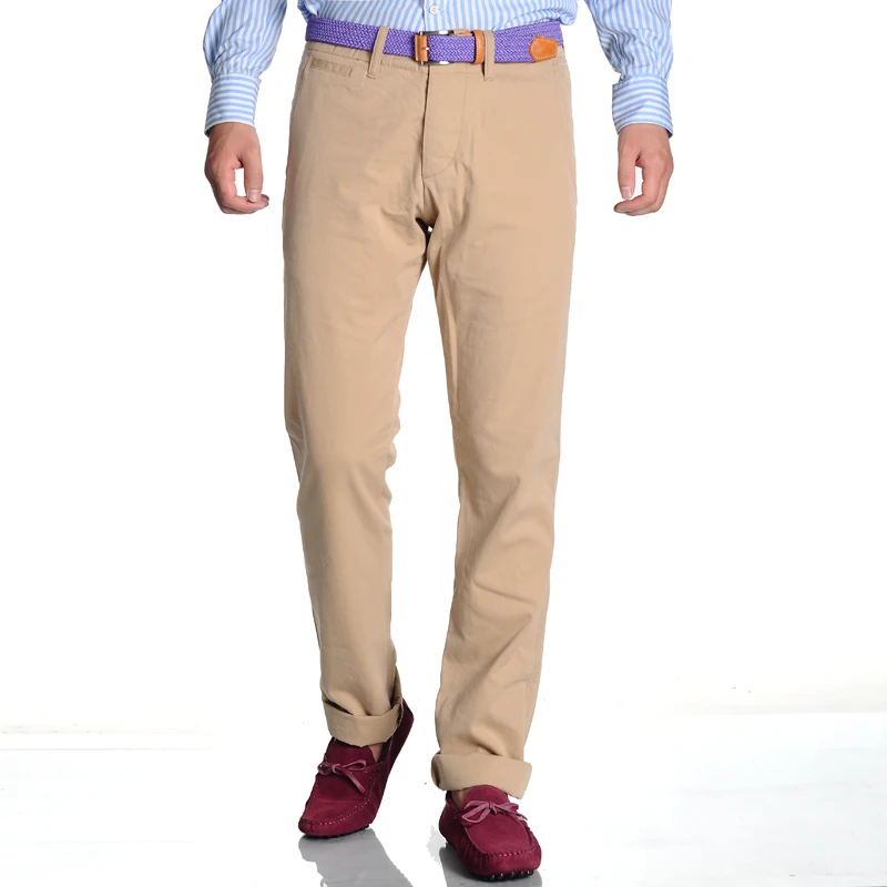 Arron 2013 spring male 100 cotton slim buckle khaki pants business