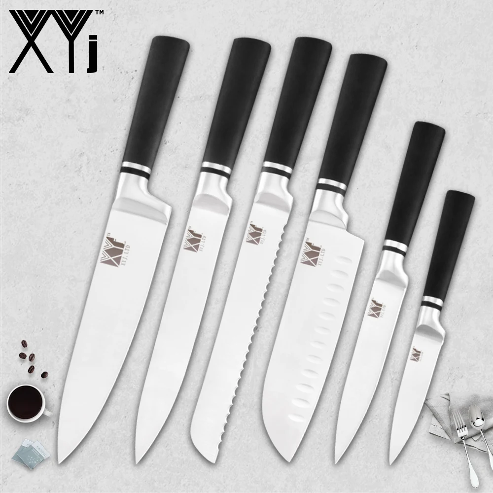 

XYj Japanese Stainless Steel Knife Set Sharp 8"Chef Slicing Bread 7"Santoku 5"Utility 3.5"Paring Kitchen Knife Set Accessories
