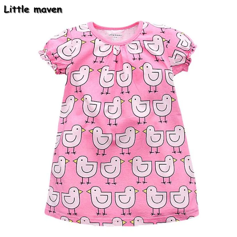 Детское хлопковое платье Little maven розовое Брендовое для маленьких девочек с