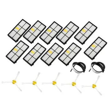 

17pcs Vacuum Parts 10 Hepa Filter +5 Side Brushes +2 Rubber Bumper Guard Strip Accessory For iRobot Roomba 800 900 Series 870