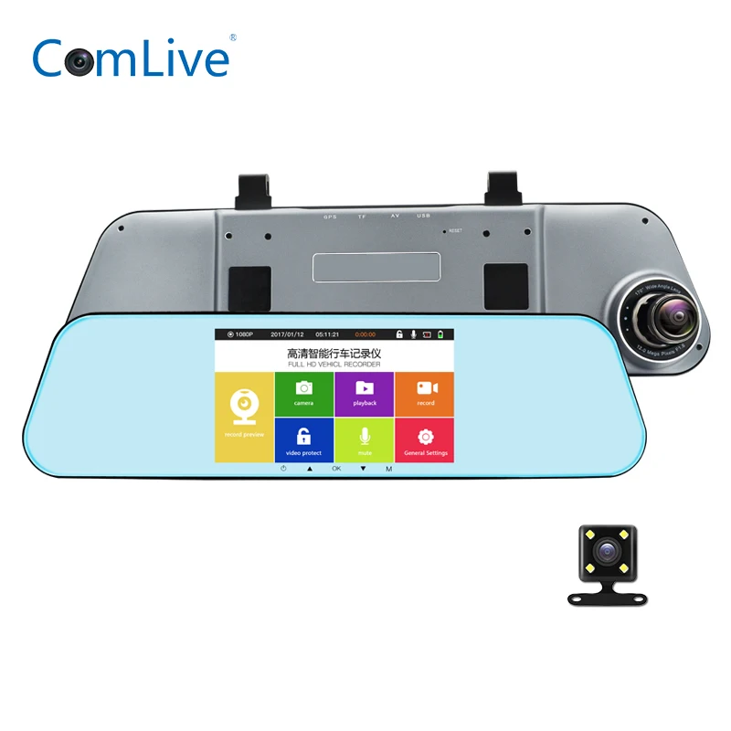 

Camlive T29 5" IPS Touch Screen Car Dvr Full HD1080P Car Mirror Camera Dual Lens Car Recorder Car Dvrs Registrar Dash cam
