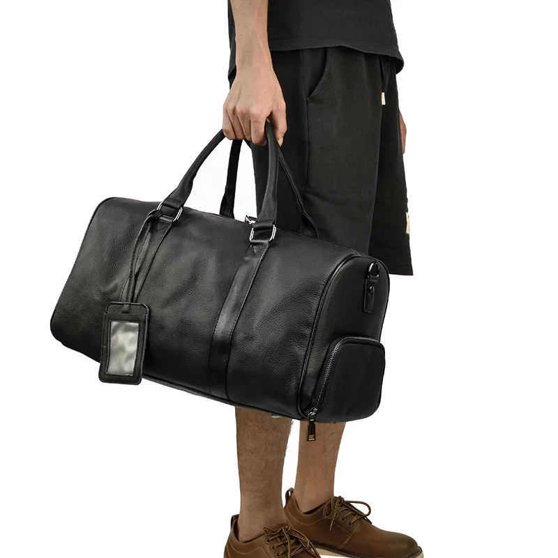 Men Women Soft Black Cowhide Casual Travel Duffel High Quality Cow Leather Shoulder Bag Big Capacity Genuine Leather Travel Bags 3 HTB1pulEayLrK1Rjy1zdq6ynnpXaW