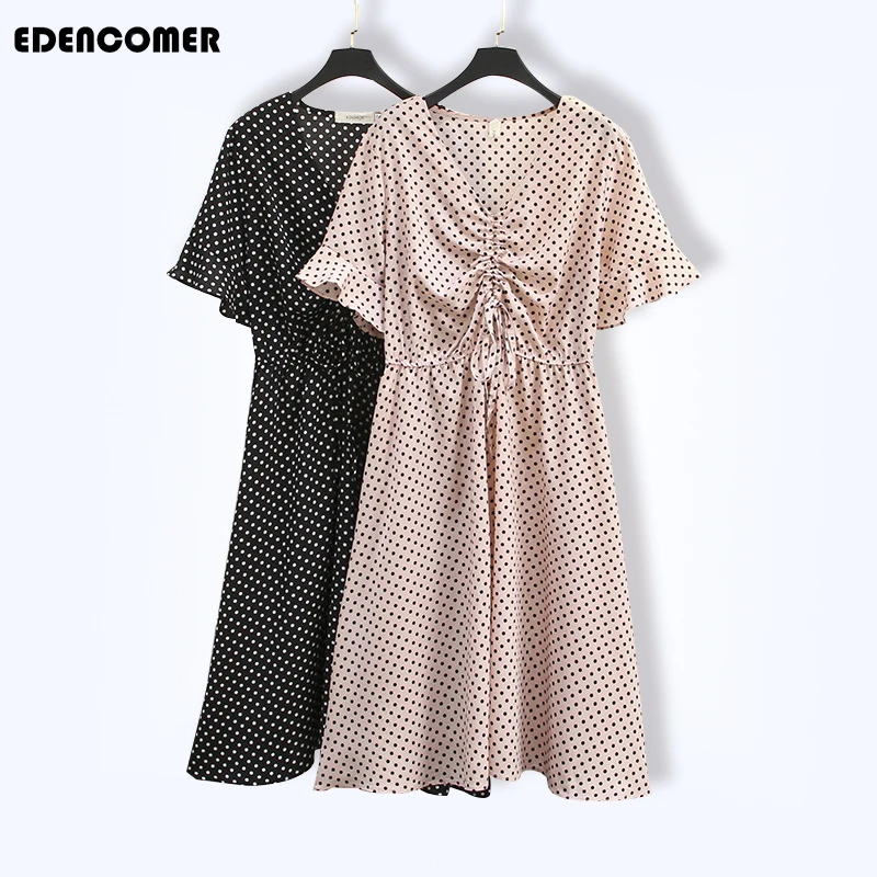 Large Size Women's Clothing Dresses 2019 Summer Dress New Wave Point Rope Short Sleeve Long White Plus Size Dress Vestidos
