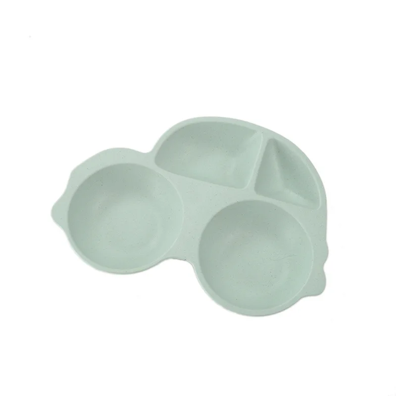 GZZT Baby Plate Blue Bamboo Fiber Children Cartoon Shape Dinnerware Sets Bowl Kids Rice Feeding Tableware