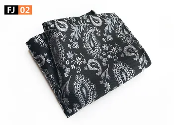 

25x25cm Big Size Men Pocket Square White Black Paisley Handkerchief
