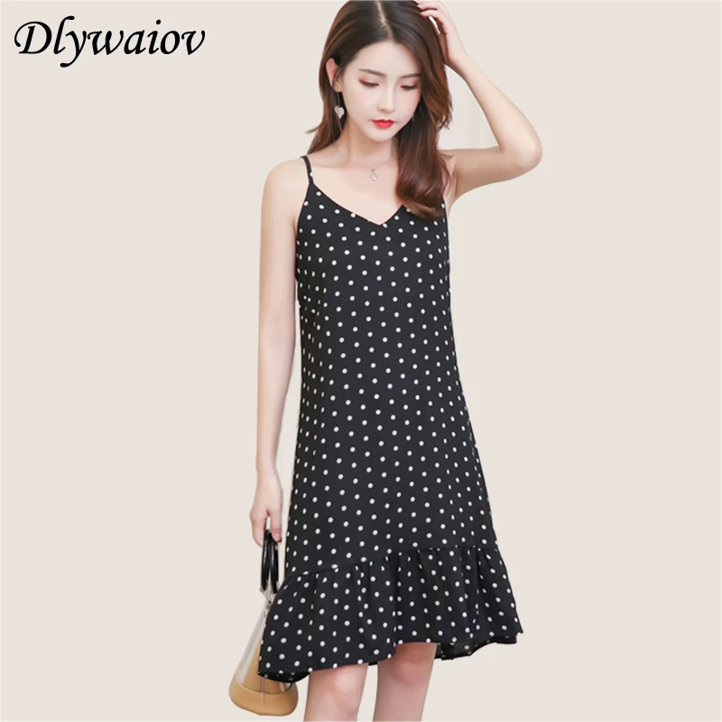 

Fashion Camis Dress Female Casual Loose Floral Dress Women Sleeveless Chiffon Sling Dress Ruffle Femme 2019 Summer New Dress