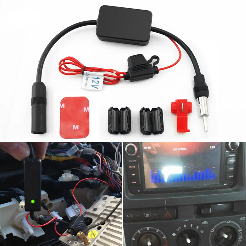 Auto FM/AM Antenna Booster Windshield Mount Antenna Aerials Car Aerial Antenna 12V Car Automobile Radio Signal Amplifier