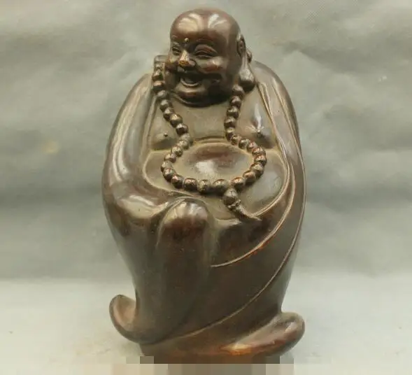 

song voge gem S6874 10'' China Tibet Buddhism Happy Maitreya Buddha Lucky Bronze Statue