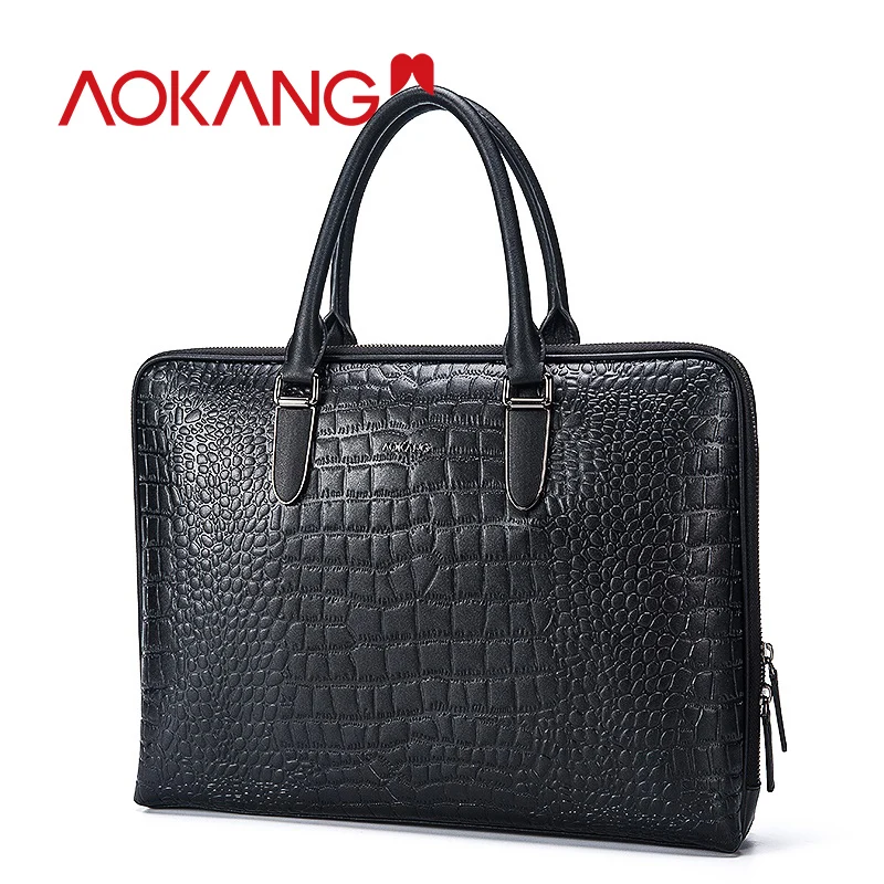AOKANG 2019 رجل الأعمال حقيبة أسود اللون رجل حقيبة جلدية الكتف جلدية حقيبة ساع الكمبيوتر المحمول حقائب أنيقة