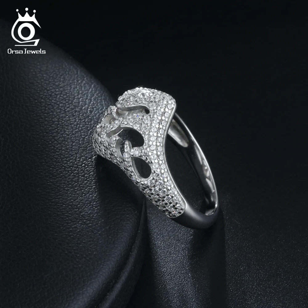 ORSA JEWELS Luxury 100% 925 Sterling Silver Rings for Women Original Design Acessories Cubic Zirconia Jewelry SR101