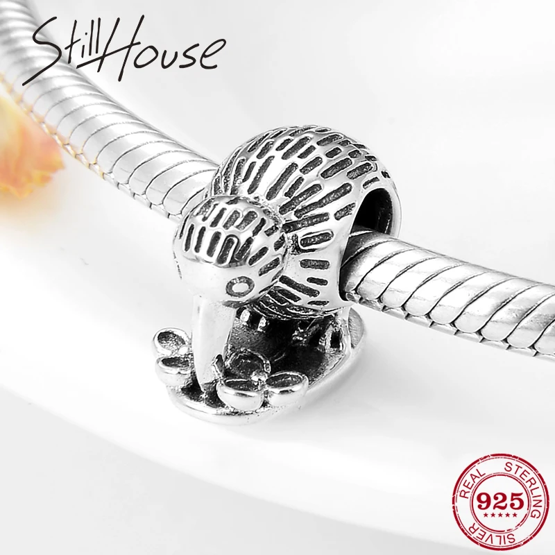 

Hot sale 925 Sterling Silver Kiwi Bird On the lotus beads Fit Original Pandora Charm Bracelet DIY Jewelry making 2019