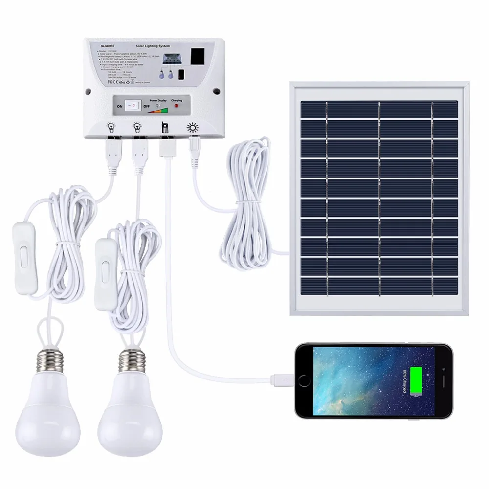 Details About Solar Lighting System Portable Emergency Home Light Kit With Solar Panel Camping