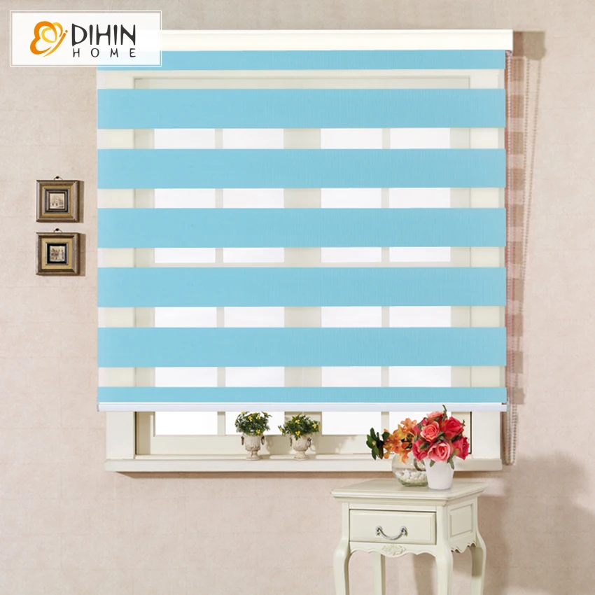 

DIHIN HOME Free Shipping Polyester Translucent Double Layer Blackout Curtain Zebra Blind Rollor Blinds Custom Made Curtains