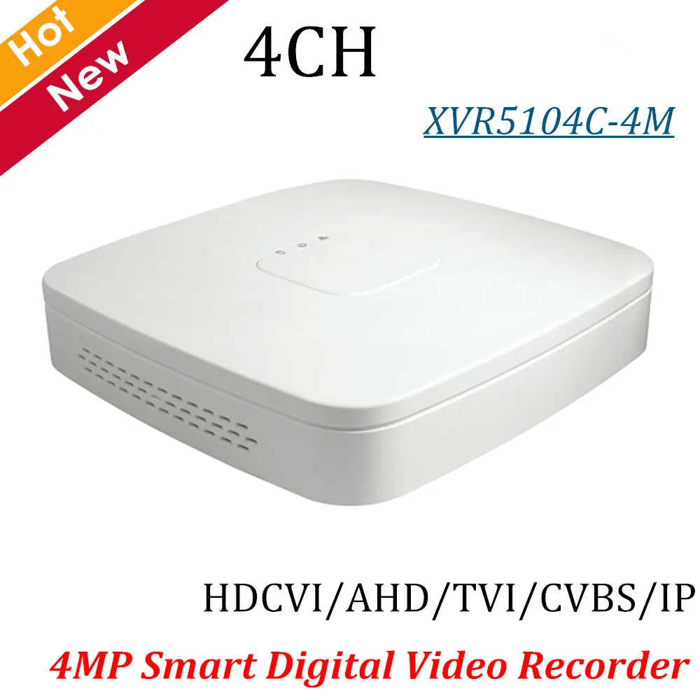 

New DH 4MP XVR Recorder XVR5104C-4M 4 Ch Smart 1U Digital Video Recorder H.264 Max 6ch IP camera inputs up to 5MP P2P