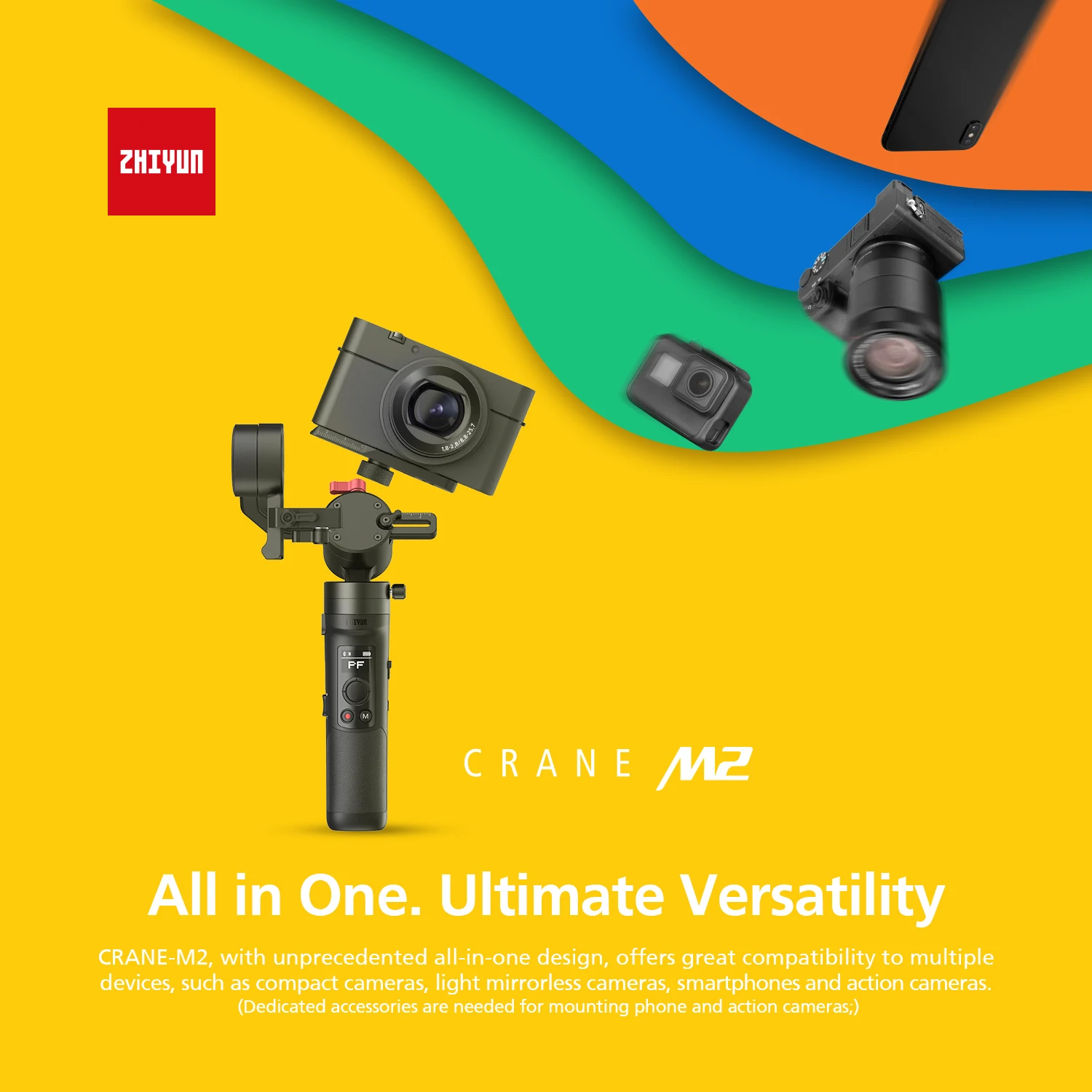  ZHIYUN CRANE-M2 Gimbalsfor Smartphones Mirrorless Action Compact Cameras New Arrival 500g Handheld 